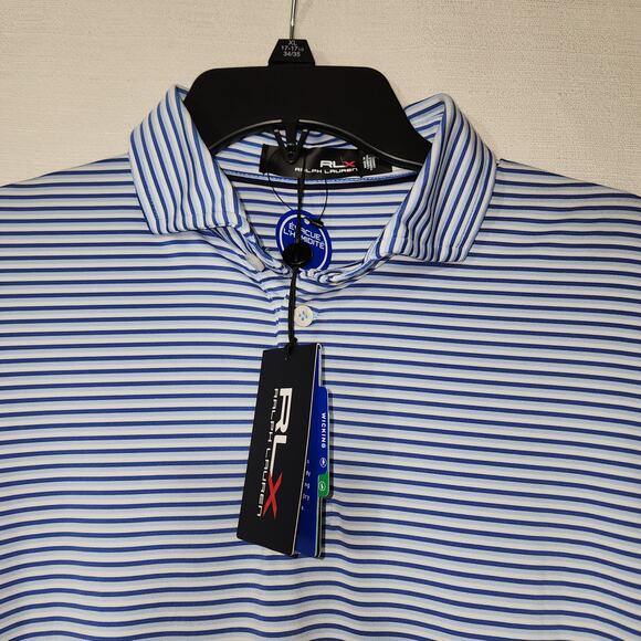 RLX Ralph Lauren Golf horizontal stripes Print Polo Men's medium NWT - Picture 3 of 9